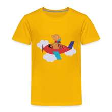 Lade das Bild in den Galerie-Viewer, Kinder Premium T-Shirt - Äffchen im Flugzeug - Sonnengelb
