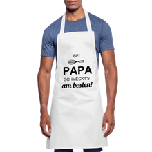 Lade das Bild in den Galerie-Viewer, Kochschürze für Männer - bei Papa schmeckt's am besten! - Weiß