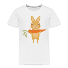Lade das Bild in den Galerie-Viewer, Kinder Premium T-Shirt - Hase mit Möhre - Weiß