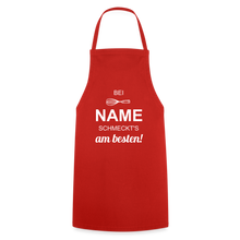 Lade das Bild in den Galerie-Viewer, Kochschürze für Männer - bei NAME schmeckt's am besten! - Rot