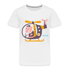 Lade das Bild in den Galerie-Viewer, Kinder Premium T-Shirt - Schwein im Hubschrauber - Weiß