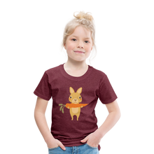 Lade das Bild in den Galerie-Viewer, Kinder Premium T-Shirt - Hase mit Möhre - Bordeauxrot meliert
