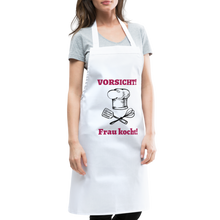 Lade das Bild in den Galerie-Viewer, Kochschürze - VORSICHT! Frau kocht! - Weiß