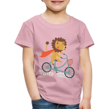 Lade das Bild in den Galerie-Viewer, Kinder Premium T-Shirt - Löwe auf dem Fahrrad - Hellrosa