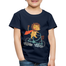 Lade das Bild in den Galerie-Viewer, Kinder Premium T-Shirt - Löwe auf dem Fahrrad - Navy