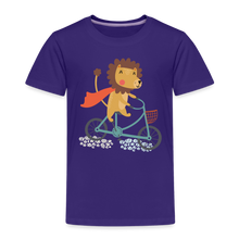 Lade das Bild in den Galerie-Viewer, Kinder Premium T-Shirt - Löwe auf dem Fahrrad - Lila