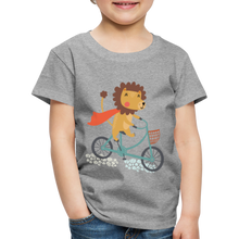 Lade das Bild in den Galerie-Viewer, Kinder Premium T-Shirt - Löwe auf dem Fahrrad - Grau meliert