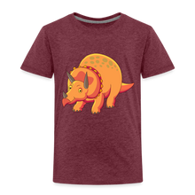 Lade das Bild in den Galerie-Viewer, Kinder Premium T-Shirt - Dino Triceratops - Bordeauxrot meliert