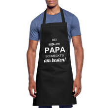 Lade das Bild in den Galerie-Viewer, Kochschürze für Männer - bei PAPA schmeckt's am besten! - Schwarz