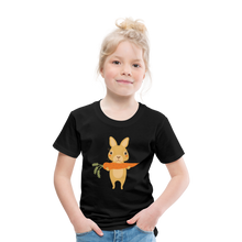 Lade das Bild in den Galerie-Viewer, Kinder Premium T-Shirt - Hase mit Möhre - Schwarz