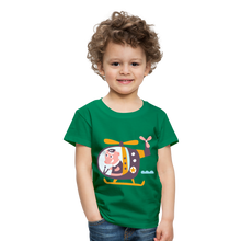 Lade das Bild in den Galerie-Viewer, Kinder Premium T-Shirt - Schwein im Hubschrauber - Kelly Green