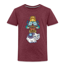 Lade das Bild in den Galerie-Viewer, Kinder Premium T-Shirt - Tiere mit Mustern - Bordeauxrot meliert