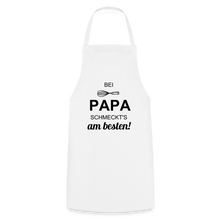 Lade das Bild in den Galerie-Viewer, Kochschürze für Männer - bei Papa schmeckt's am besten! - Weiß