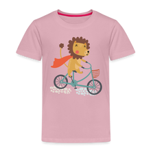 Lade das Bild in den Galerie-Viewer, Kinder Premium T-Shirt - Löwe auf dem Fahrrad - Hellrosa