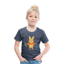Lade das Bild in den Galerie-Viewer, Kinder Premium T-Shirt - Hase mit Möhre - Blau meliert