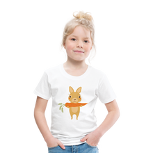 Lade das Bild in den Galerie-Viewer, Kinder Premium T-Shirt - Hase mit Möhre - Weiß