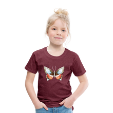 Lade das Bild in den Galerie-Viewer, Kinder Premium T-Shirt mit Schmetterling - Bordeauxrot meliert