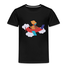 Lade das Bild in den Galerie-Viewer, Kinder Premium T-Shirt - Äffchen im Flugzeug - Schwarz