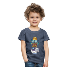 Lade das Bild in den Galerie-Viewer, Kinder Premium T-Shirt - Tiere mit Mustern - Blau meliert