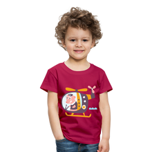Lade das Bild in den Galerie-Viewer, Kinder Premium T-Shirt - Schwein im Hubschrauber - dunkles Pink