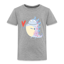 Lade das Bild in den Galerie-Viewer, Kinder Premium T-Shirt - kleines Monster mit Herz - Grau meliert