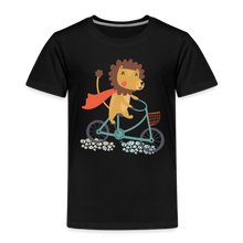 Lade das Bild in den Galerie-Viewer, Kinder Premium T-Shirt - Löwe auf dem Fahrrad - Schwarz