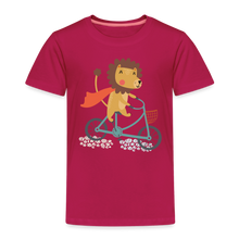 Lade das Bild in den Galerie-Viewer, Kinder Premium T-Shirt - Löwe auf dem Fahrrad - dunkles Pink