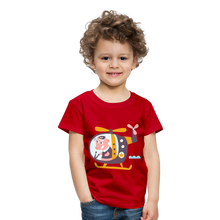 Lade das Bild in den Galerie-Viewer, Kinder Premium T-Shirt - Schwein im Hubschrauber - Rot