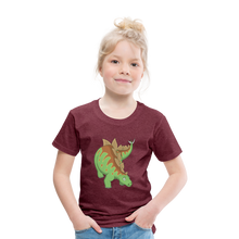 Lade das Bild in den Galerie-Viewer, Kinder Premium T-Shirt - Dinosaurier Stegosaurus - Bordeauxrot meliert