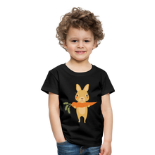 Lade das Bild in den Galerie-Viewer, Kinder Premium T-Shirt - Hase mit Möhre - Schwarz