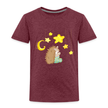 Lade das Bild in den Galerie-Viewer, Kinder Premium T-Shirt - Igel mit Sternen - Bordeauxrot meliert