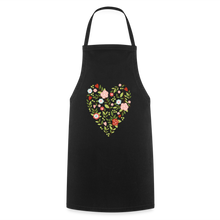 Lade das Bild in den Galerie-Viewer, Kochschürze für Damen mit Blumen und Herz - Schwarz