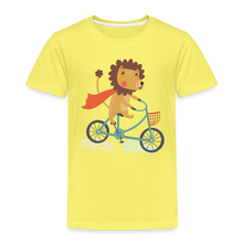 Lade das Bild in den Galerie-Viewer, Kinder Premium T-Shirt - Löwe auf dem Fahrrad - Gelb