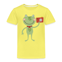 Lade das Bild in den Galerie-Viewer, Kinder Premium T-Shirt - Frosch mit Kamera - Gelb