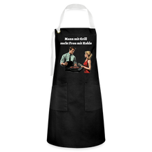Lade das Bild in den Galerie-Viewer, Grillschürze - Mann mit Grill sucht Frau mit Kohle - Schwarz/Weiß