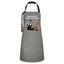 Lade das Bild in den Galerie-Viewer, Grillschürze - Mann mit Grill sucht Frau mit Kohle - Grau/Schwarz