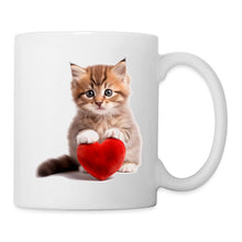 Lade das Bild in den Galerie-Viewer, Tasse - Kätzchen mit Herz - weiß