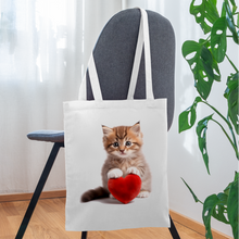 Lade das Bild in den Galerie-Viewer, Stoffbeutel - Kätzchen mit Herz - weiß
