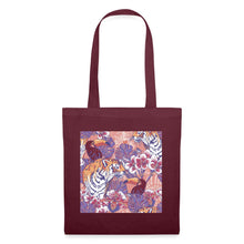 Lade das Bild in den Galerie-Viewer, Design Jutebeutel - Flowers and Animals - Burgunderrot