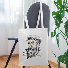 Lade das Bild in den Galerie-Viewer, Jutebeutel Vintage mit Männer-Portrait und Pfeife - Weiß
