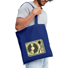 Lade das Bild in den Galerie-Viewer, Jutebeutel Vintage mit Plattenspieler - Royalblau