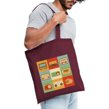Lade das Bild in den Galerie-Viewer, Jutebeutel Vintage mit Radios - Burgunderrot