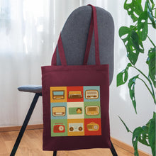 Lade das Bild in den Galerie-Viewer, Jutebeutel Vintage mit Radios - Burgunderrot