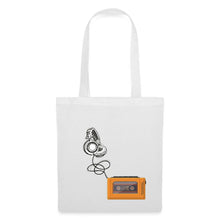 Lade das Bild in den Galerie-Viewer, Jutebeutel Vintage mit portablem Kassettenspieler - Weiß