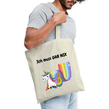 Lade das Bild in den Galerie-Viewer, Jutebeutel mit Einhorn und Spruch: ich muss GAR NIX - Natur