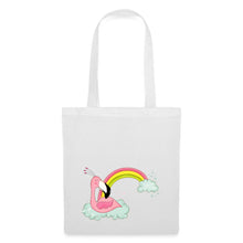 Lade das Bild in den Galerie-Viewer, Jutebeutel mit Flamingo und Regenbogen - Weiß