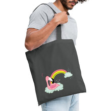 Lade das Bild in den Galerie-Viewer, Jutebeutel mit Flamingo und Regenbogen - Graphite