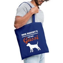 Lade das Bild in den Galerie-Viewer, Jutebeutel mit Hund: Mir reichts ich geh Gassi - Royalblau
