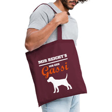 Lade das Bild in den Galerie-Viewer, Jutebeutel mit Hund: Mir reichts ich geh Gassi - Burgunderrot