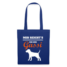 Lade das Bild in den Galerie-Viewer, Jutebeutel mit Hund: Mir reichts ich geh Gassi - Royalblau